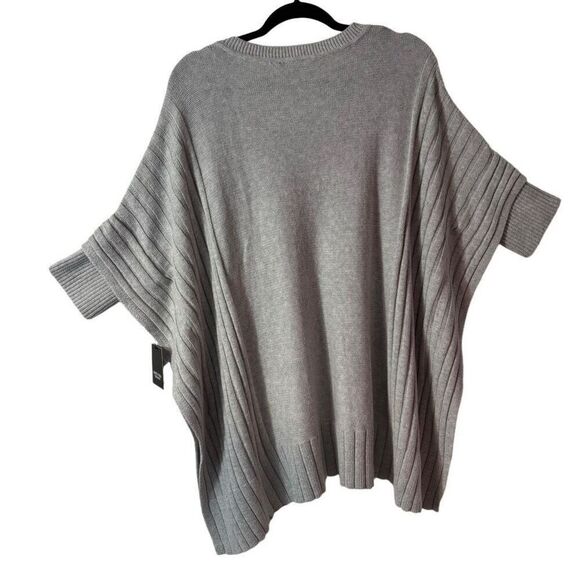 Simply Vera Vera Wang rib poncho gray sweater S/M - Picture 3 of 13